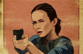 《边境杀手》抽象海报 艾米莉·布朗特持枪显干练